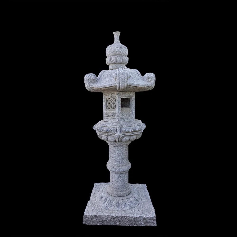 Japanese Style Furniture Stone Carving Garden Outdoor Pagoda Decor Natural Granite Garden Lights