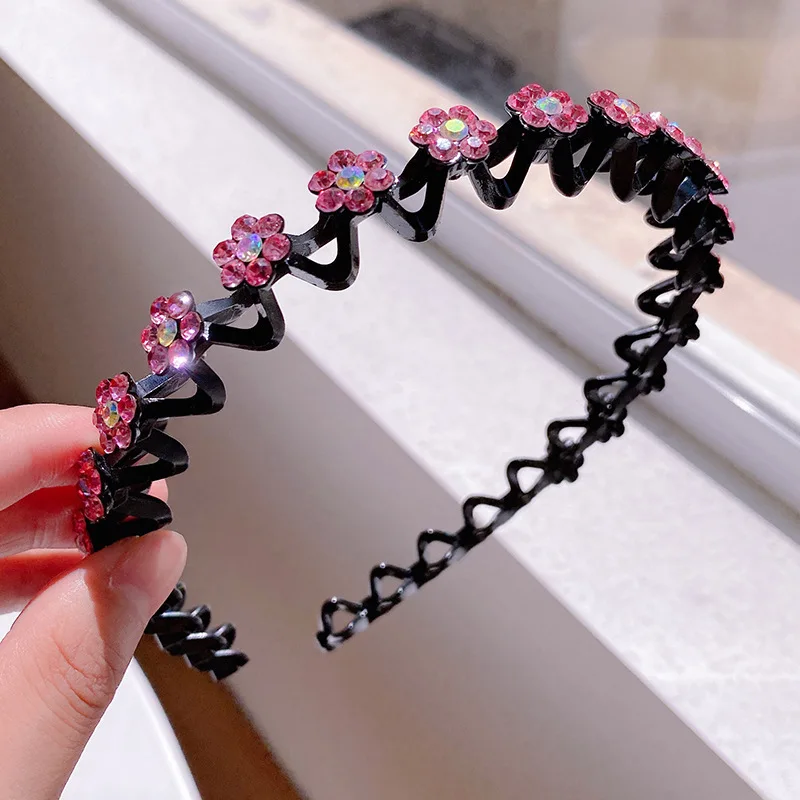 Fashion Pearl Non-Slip Rhinestone Hairbands Elastic Flower Women Hair Hoop Bands Headband Bezel Girls Hair Accessories Headdress