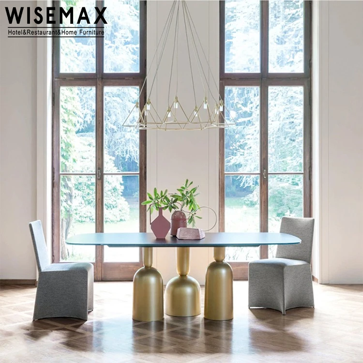 WISEMAX FURNITURE Hot selling home furniture Italian style Solid wood top Wood base rectangular dining table Modern office table
