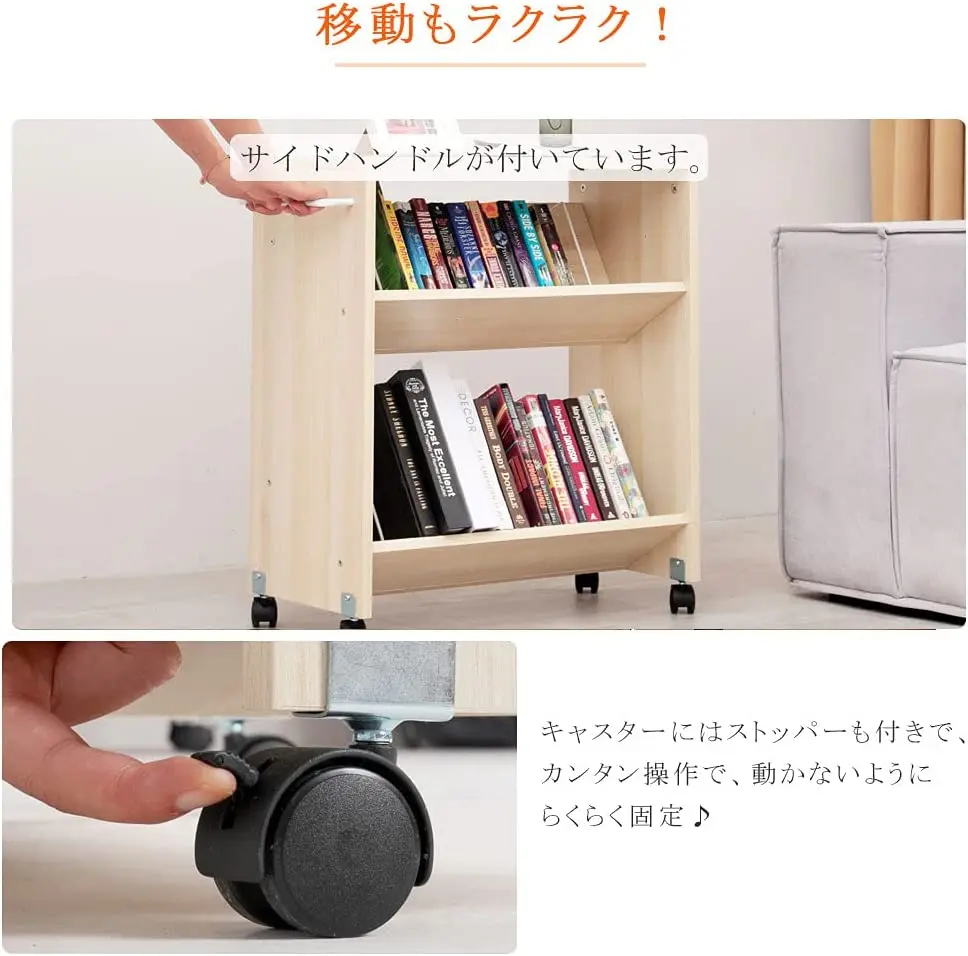 Japan hot sale storage rack book rack with wheel wooden Rack for home furniture