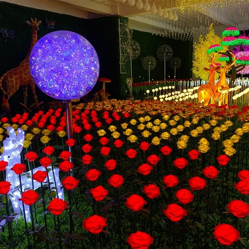 LED Rose Grounding Light Outdoor Waterproof Luminous Rose Landscape Courtyard Decoration Lighting Lawn Light Grounding