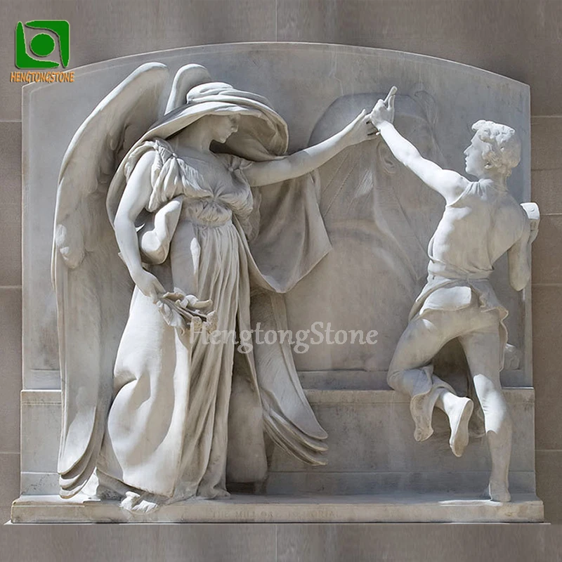 Classical European Antique Stone Marble Greek Figure Statue Engraving Relief
