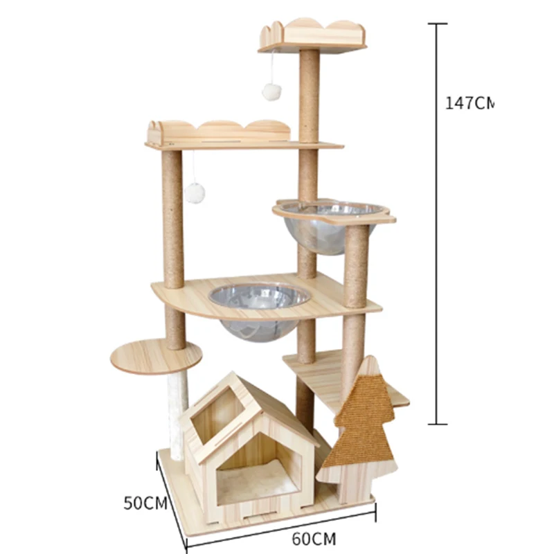 Четырехсезонная универсальная прозрачная капсула, просторный сизаль, кошачий питомник, Когтеточка, игрушка, очень большая кошка, дерево