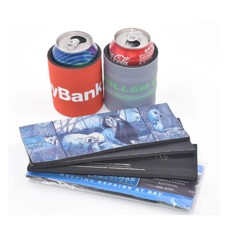 Wholesale Blank Sublimation 5Mm Neoprene Spring Snap Stubby Holder Custom Logo 12 Oz Beer Can Cooler Sleeve Slap Wrap Koozy