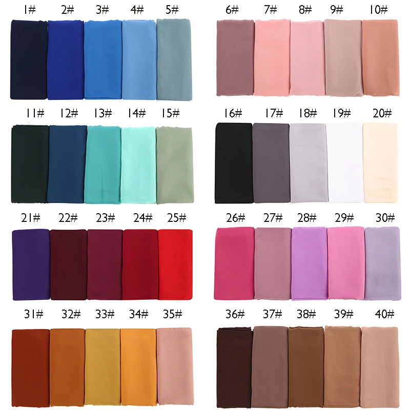 Plain Color Chiffon Scarf  Headband Female Islamic Head Cover Wrap for Women Muslim  Hair Scarves Headscarf Jersey Hijab