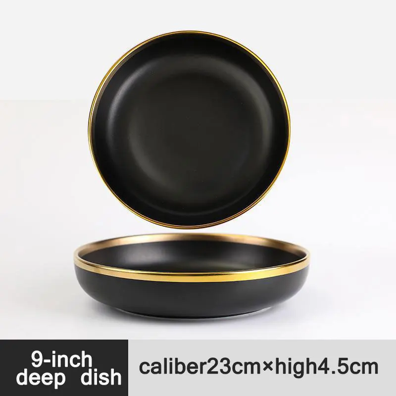 Набор столовой посуды для ресторана отеля 8/9/10 5-дюймовая тарелка и миски черная позолоченная Роскошная керамическая
