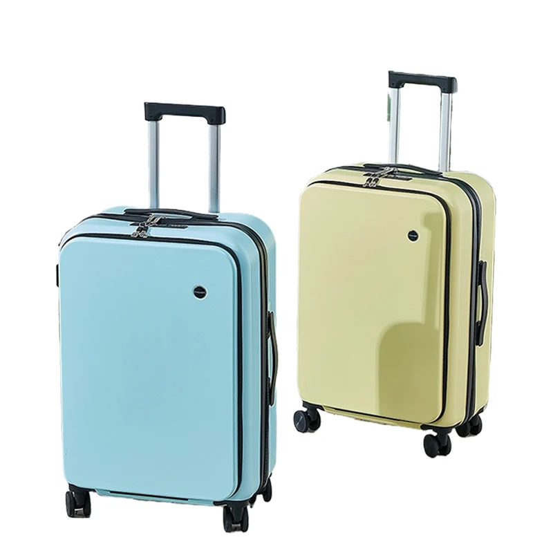 Multifunctional Front Open Trolley Suitcase Set Spinner Travel Code Cabin Suitcase Zipper Made Durable Aluminum Nylon Airport
