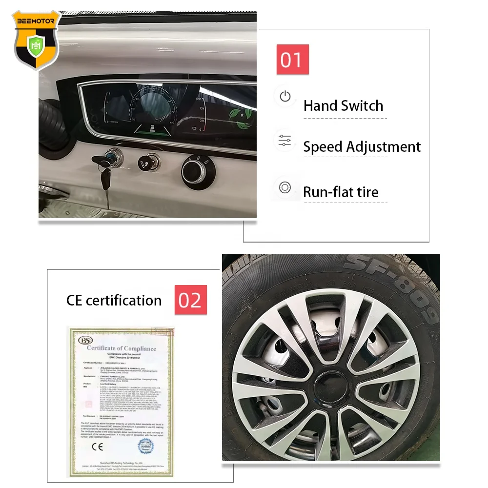 Oldtimer Car 14 Seat 72V Retro Sedan Car Vintage Electric Cheapest Golf Cart Classic Electric Car