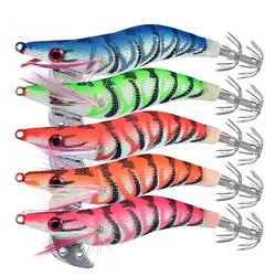 5PCS 80mm 7.2g Artificial Bait Squid Lure Plastic Hard shrimp lure Redhead Squid Jig  lure Vibrator