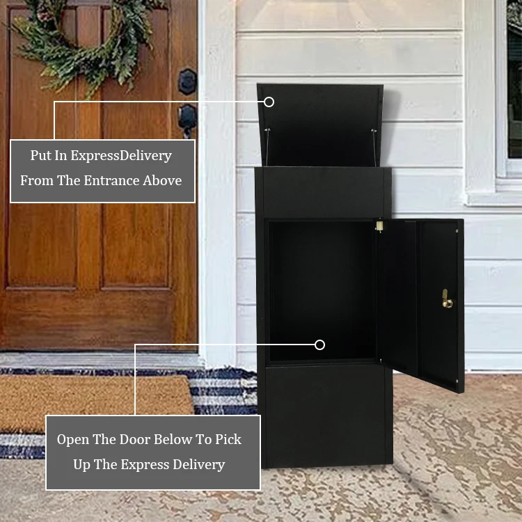 JH-Mech Outdoor Parcel Delivery Box With Tamper-Resistant Drop Weatherproof Slot and Key Large Lockable Parcel Mailbox