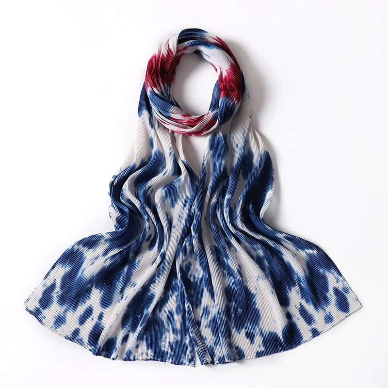 Tie Dye Color Arab Dubai Muslim Chiffon Scarf Hijabs Women Malaysia Head Warp Multicolor Scarf Hijab
