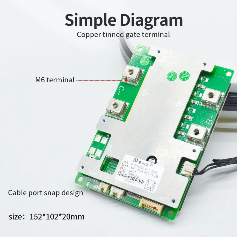 JBD Smart BMS 8S 60A Lifepo4 For Lithium Battery with Balance and UART PCB for e-bike