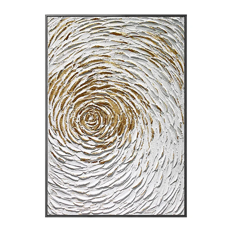 Thick texture black and white golden entrance decoration abstract  oil painting wall art