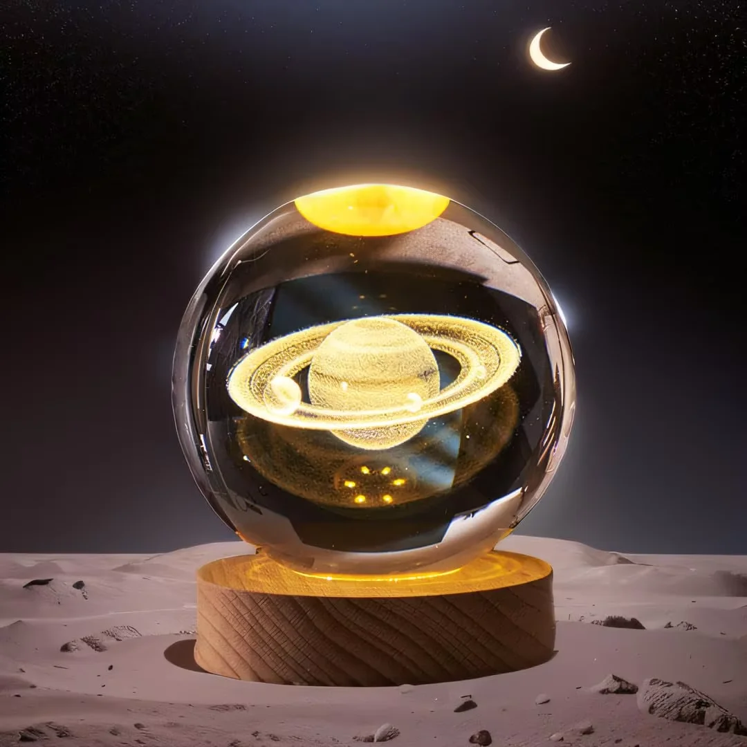 saturno de cristal , stronomy decor , sphere lamp