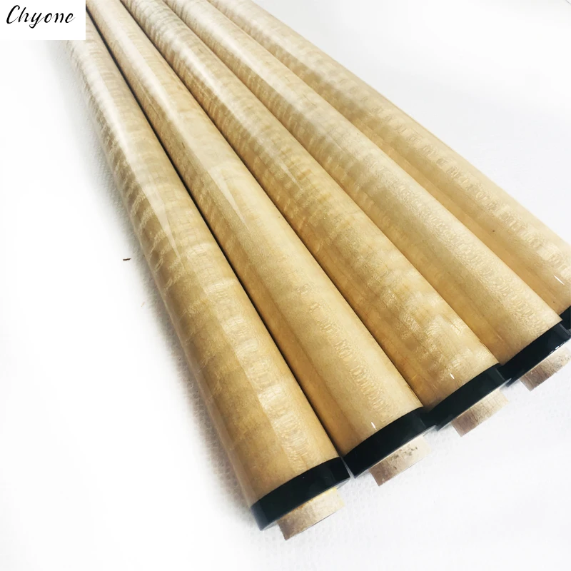 Chyone 12/13mm very straight 12pcs spliced  curly maple shaft with carbon fiber tube inside carom cue shaft pool cue shaft