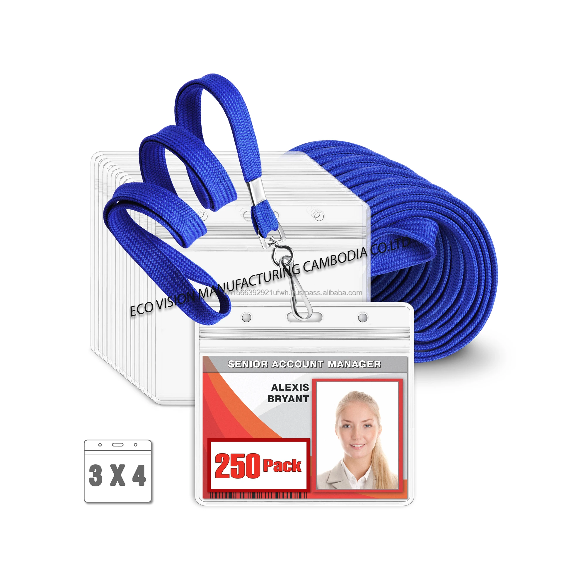 The Newly Designed Transparent Color Retractable Horizontal Plastic Holder Waterproof Custom 3.5x2.25 Badges From Cambodia