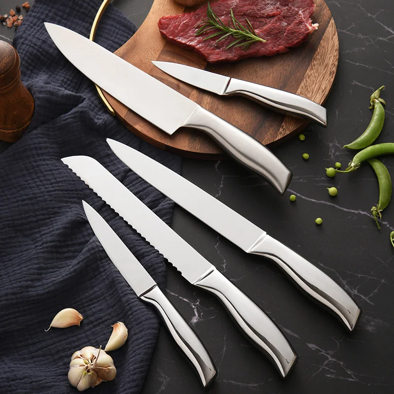 30Cr13 High Carbon Stainless Steel 14 Pieces Kitchen Knife Set With Wooden Block Hollow Handle Chef Knife With Knife Sharpener