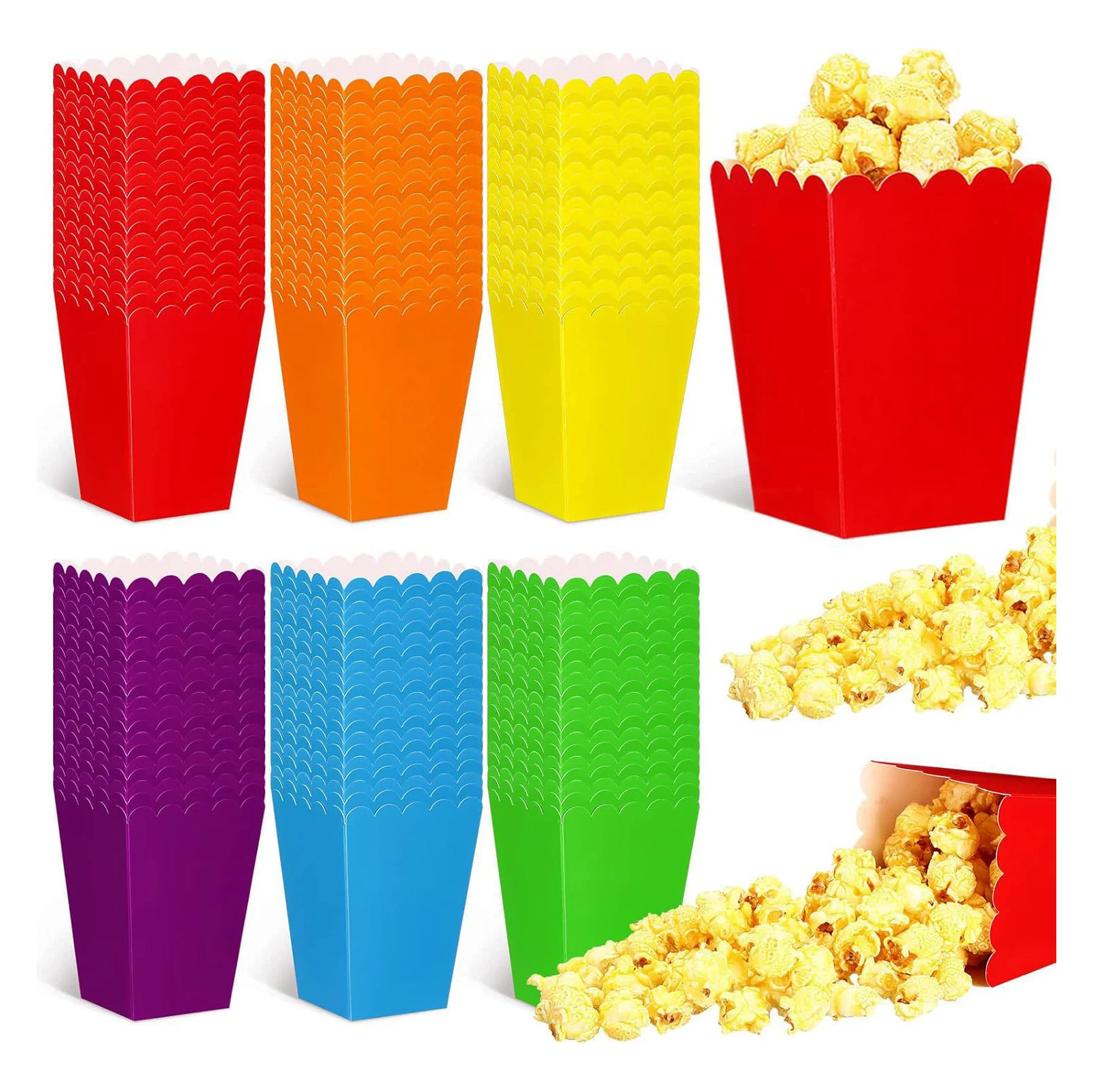 Full color foldable box packaging Sturdy Picnic cinema party Brand logo pattern printing popcorn boxes custom printed