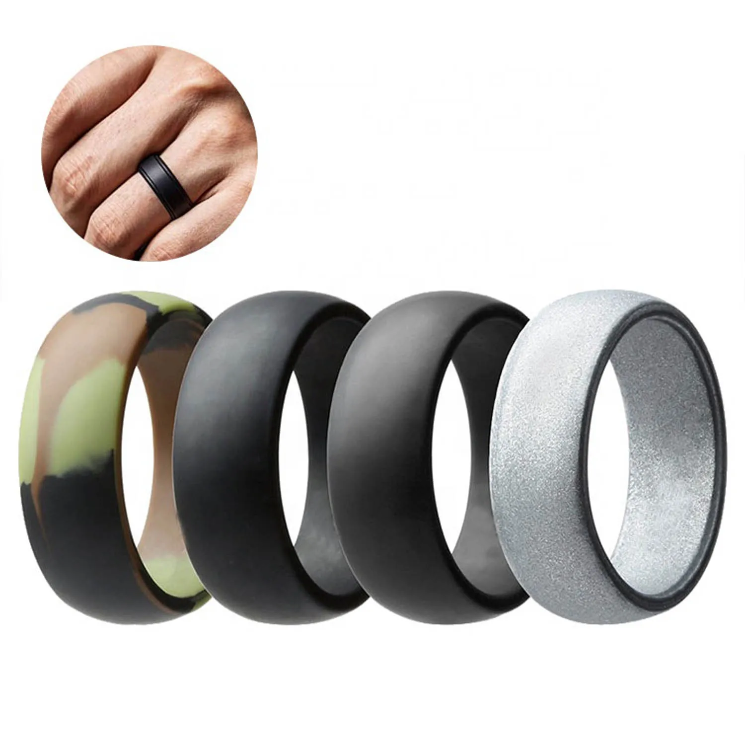Silicone Wedding Rings Safety Rubber Wedding Bands Athletic Ring for Active Men Best Alternative for Work, Sports Ring
