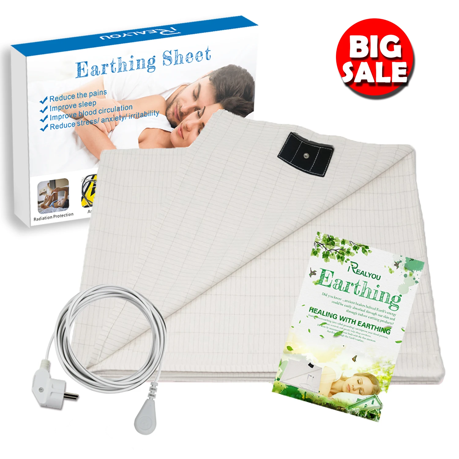 Earthing Grounding Sheet/ EMF Radiation Protection, Conductive Grounding Mat for Better Sleep