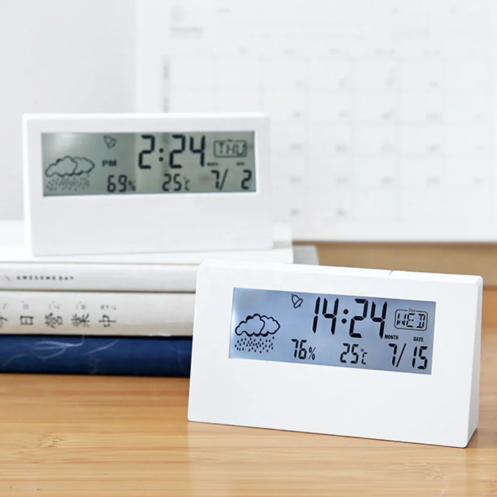 weather station display alarm clock promotional household Temperature Indicator with humidity LCD table clock LOGO custom