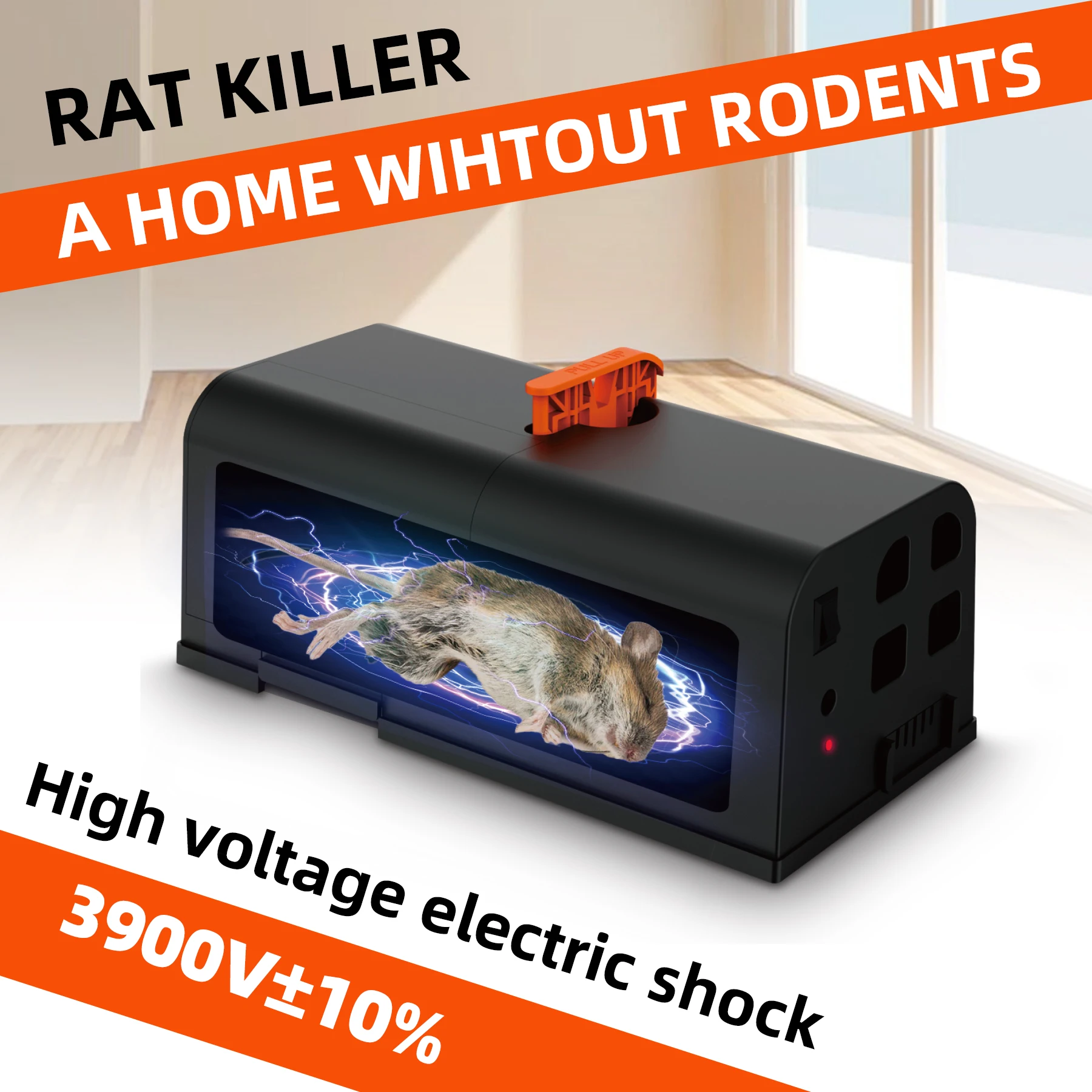 Electric Mouse Trap Zapper in No-touch Design Battery Rat Controller High-Voltage Rodent Mice Traps Mouse Killer for Home