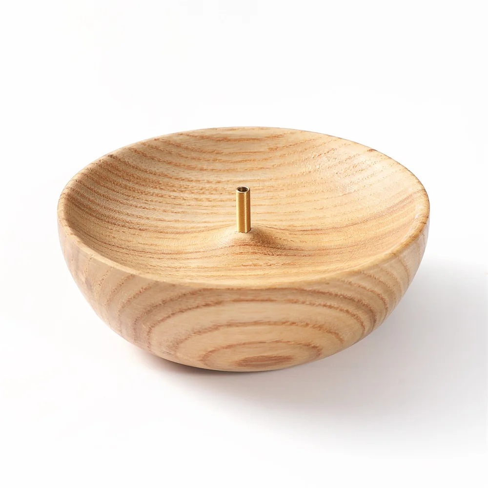 Maxery 2023 Solid Wood Base Incense Holder High Quality Walnut/Ash wood Brass Incense Stick Holder Home Decoration