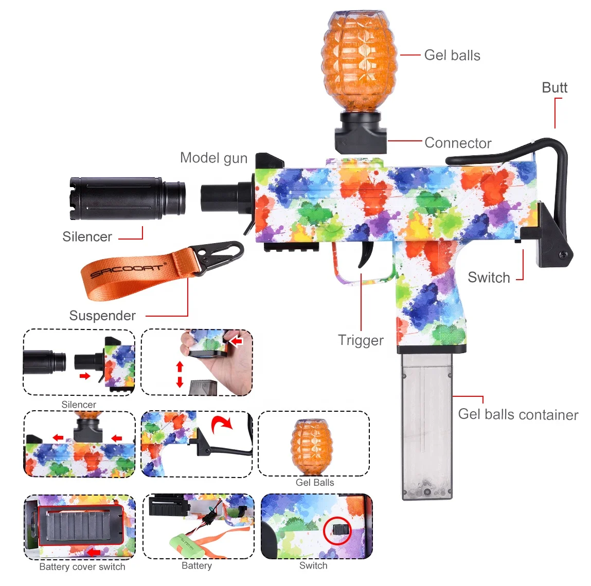 Amazon hot sale water gun bullet gel blaster gel ball gun out door shooting toys