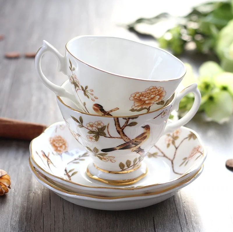 British custom logo home afternoon tea ceramic coffee cup and saucer set