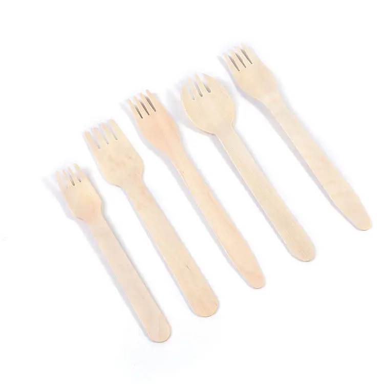 Serving custom eco-friendly Disposable Small Birch Single Use Cutlery Wooden Fork