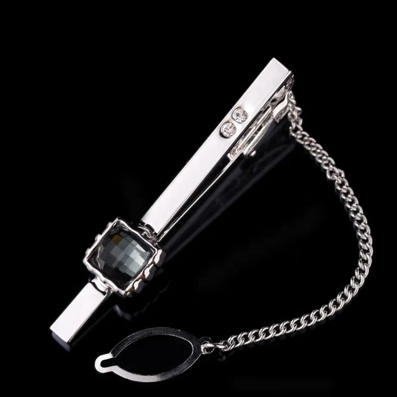 hot selling cool mens suits silver copper diamond chain tie bar clip