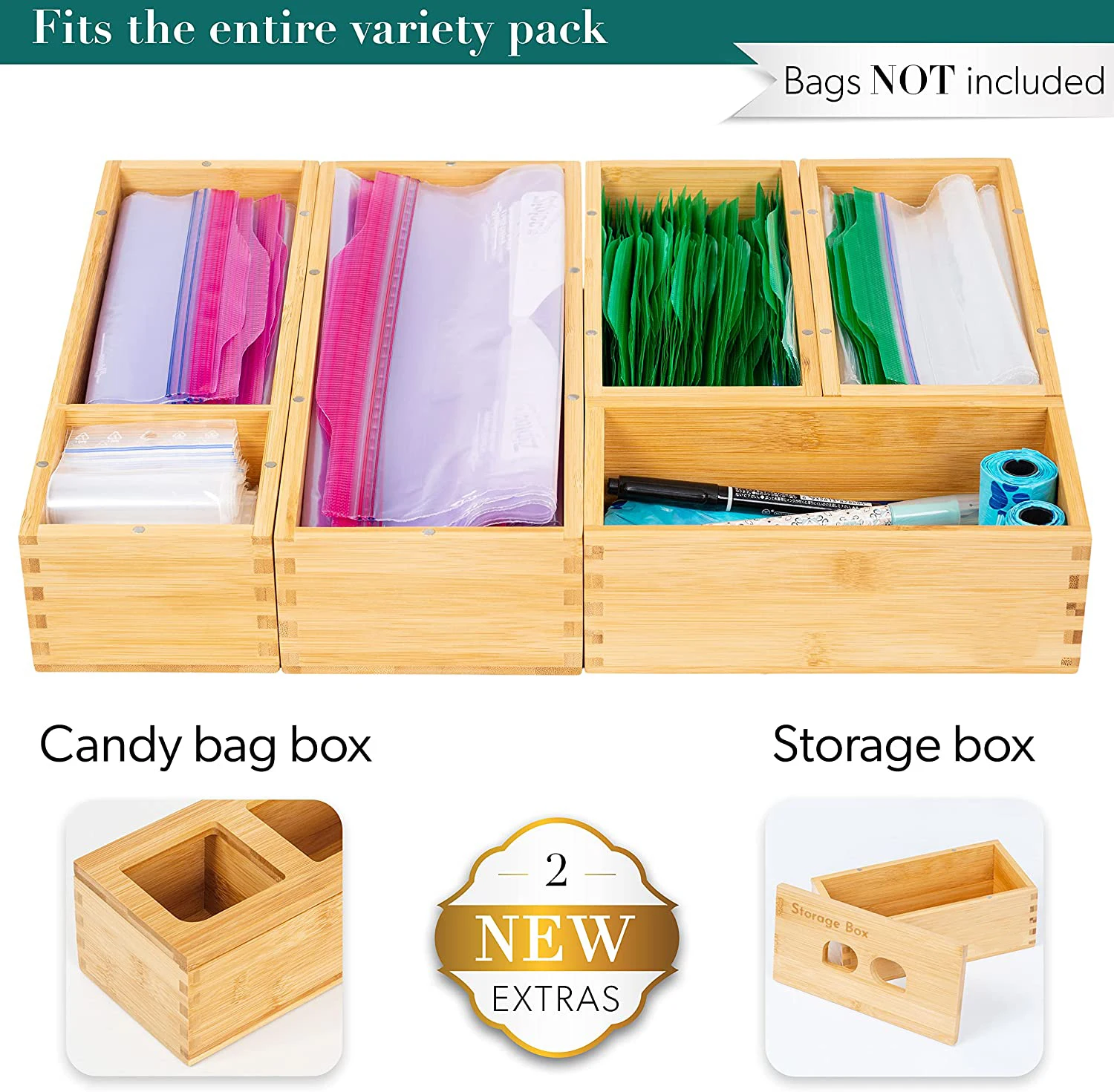 Bamboo Products 2022 Plastic Bag Organizer Ziplock Bag Storage Organizer Bamboo