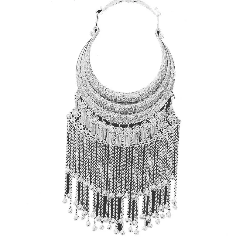 Depth Chinese Miao Hmong ethnic necklaces aluminum plated silver Jewelry Culture Feat Flower necklace