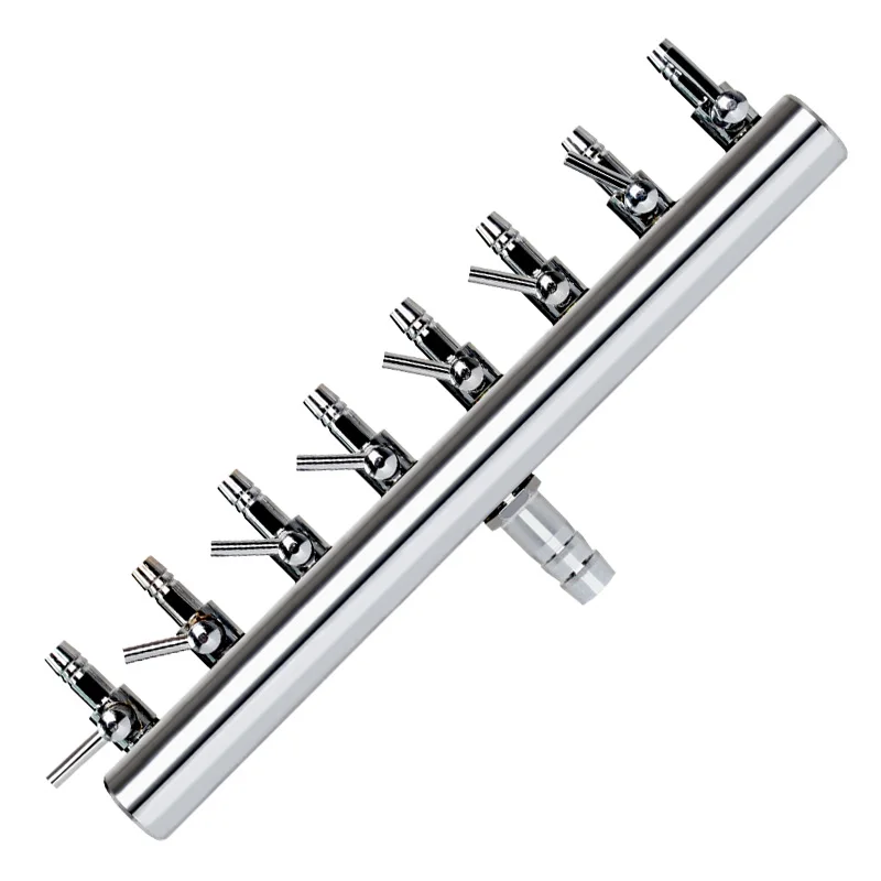 Air Pump Accessories air Distributor 8 Way Manifold Stainless Steel Pump Tubing Splitter With Airflow Control Valve