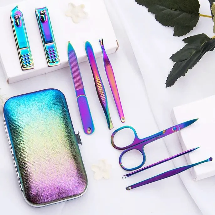 Manufacturer sliver glitter bag of grooming mini manicure pedicure set travel nail care tools gift set