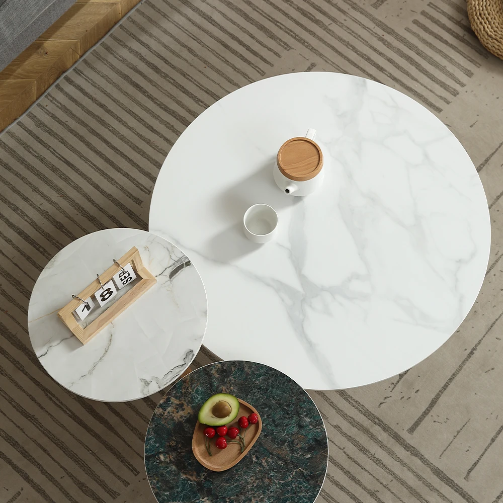 Living Room Furniture Design Luxury Big Coffee Tables and End Tables Round Coffee Side Table Fancy Hot Sell Oak New Modern