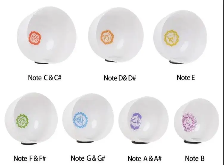 SUCCESS Chakra Frosted White Quartz Crystal Singing Bowl Sound Healing And Medit Singing Bowl Set