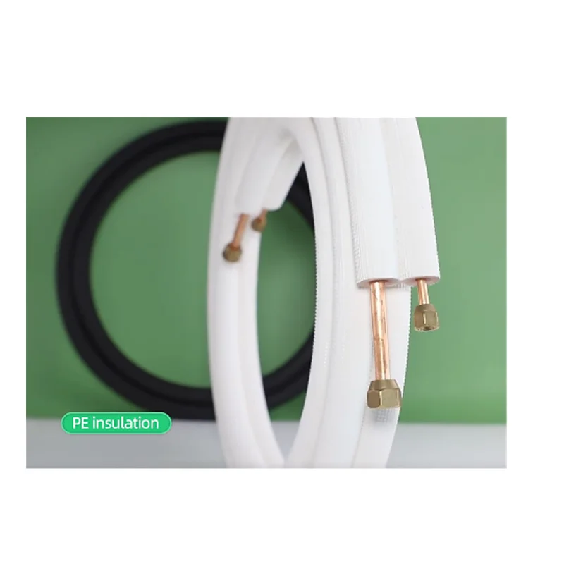 1/4 3/8 Twin Copper Pipe Coils With White Pe Insulation Pre Insulated Copper Tube Pipe For Ac