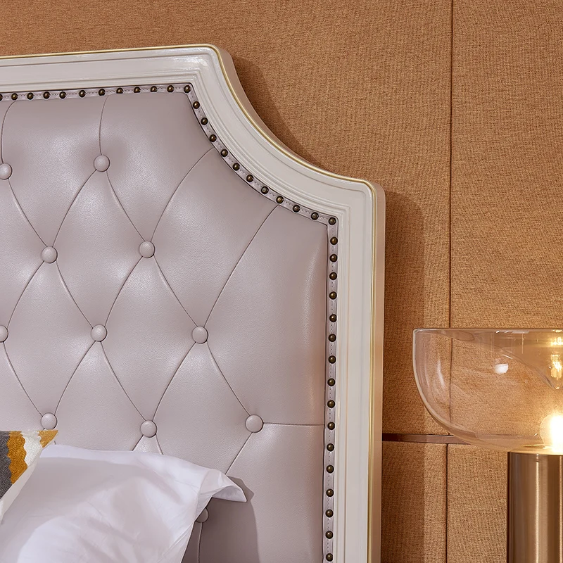 801707 Quanu american style master bedroom modern design luxury tufted leather Storage bed 1.8 m double super king size bed