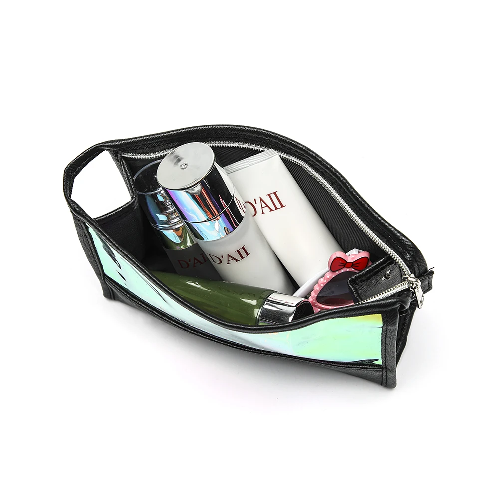 Shinetai Custom Logo Colorful Laser PVC PU or TPU Make Up Bag Zip Lock Glitter Cosmetic Bags