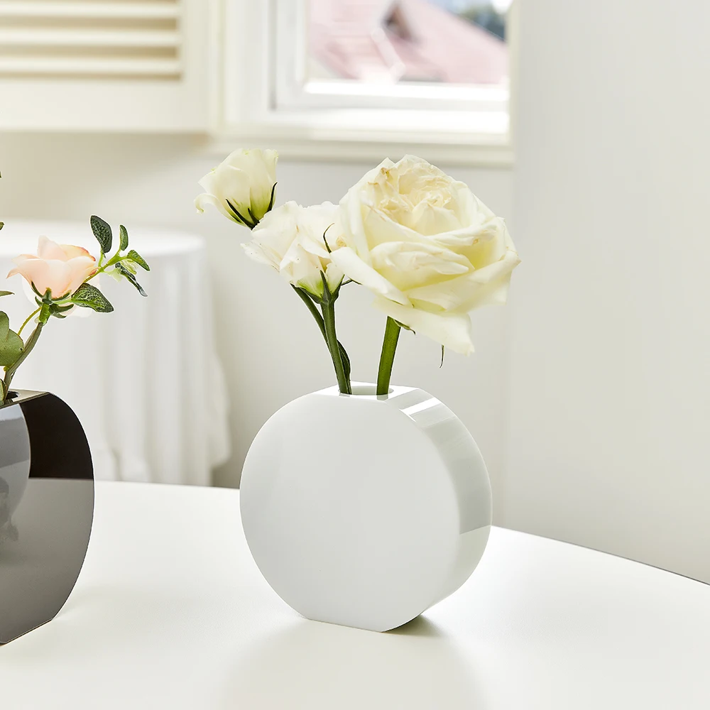 Quality Assurance Home Accessories Black Crystal Glass Vase Wedding Tabletop Decor Nordic Style Crystal Vase