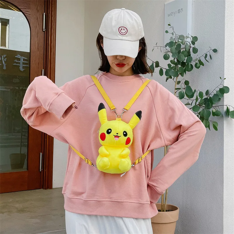High Quality Soft Plushies Toy Kawaii Pokemoned Pikachu Plush Backpacks Kids Children Shoulder Bag Stuffed Animal Doll Wholesale