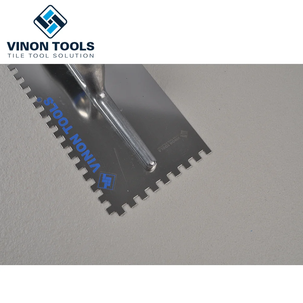 With Soft Grip Handle, Construction Tools Adhesive Notched Trowel, Germany Stainless Steel Trowel Vinon Tools 280x115mm 52030207