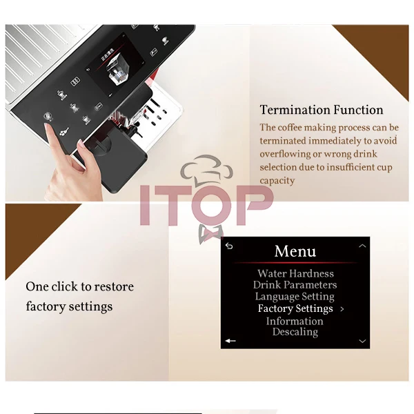 Automatic Grind Drip Coffee Maker Touch Screen Coffee Machine Cappuccino latte Americano Espresso from Bean to Coffee Maker