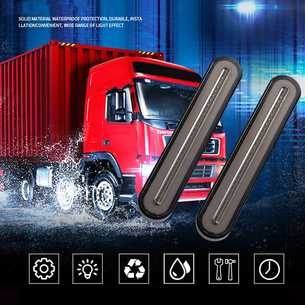 
Waterproof LED Trailer Truck Brake Light 3 in1 Neon Halo Ring Tail Brake Stop Turn Light Sequential Flowing Signal Light Lamp 