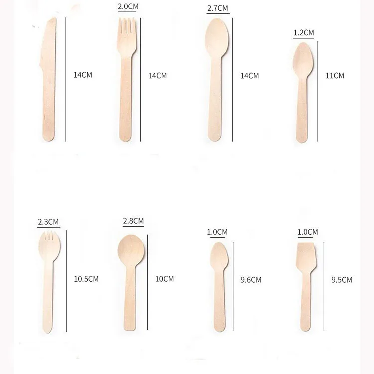 Disposable Wooden Cutlery Wooden Utensils Eco-friendly Wooden Spoon, Knife, Fork