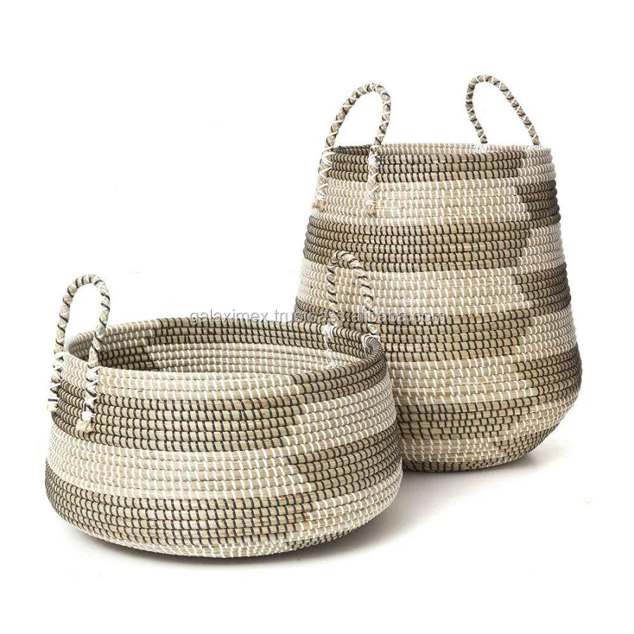 Eco-friendly Seagrass Basket with lid Handmade Natural Wicker Storage Baskets by Vietnam Wholesale made in Vietnam