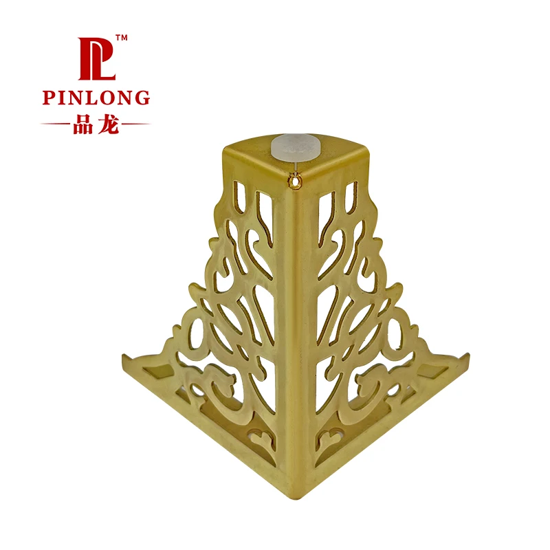Pinlong Wholesale Hot-selling Electroplated Furniture Legs Hardware Fittings Gold Sofa Legs Skeletonized Pattern Cabinet Legs