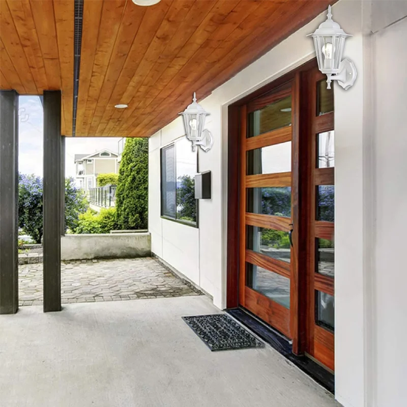 Outdoor Wall Lantern white Cast Aluminum Waterproof outdoor wall lighting Clear glass for garden wall light