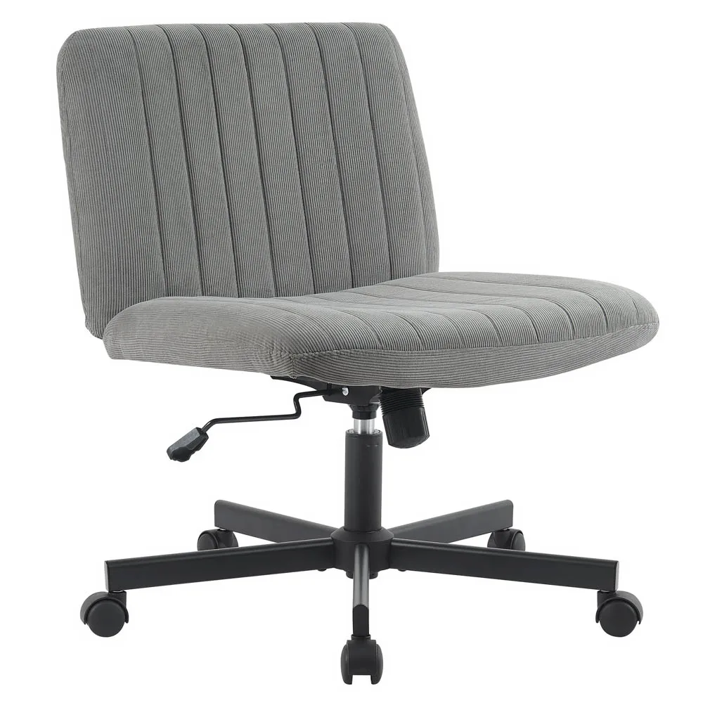 Modern Swivel Height Adjustable Armless Cross Legged Desk Chair Office Chair With Wide Seat For Home Office